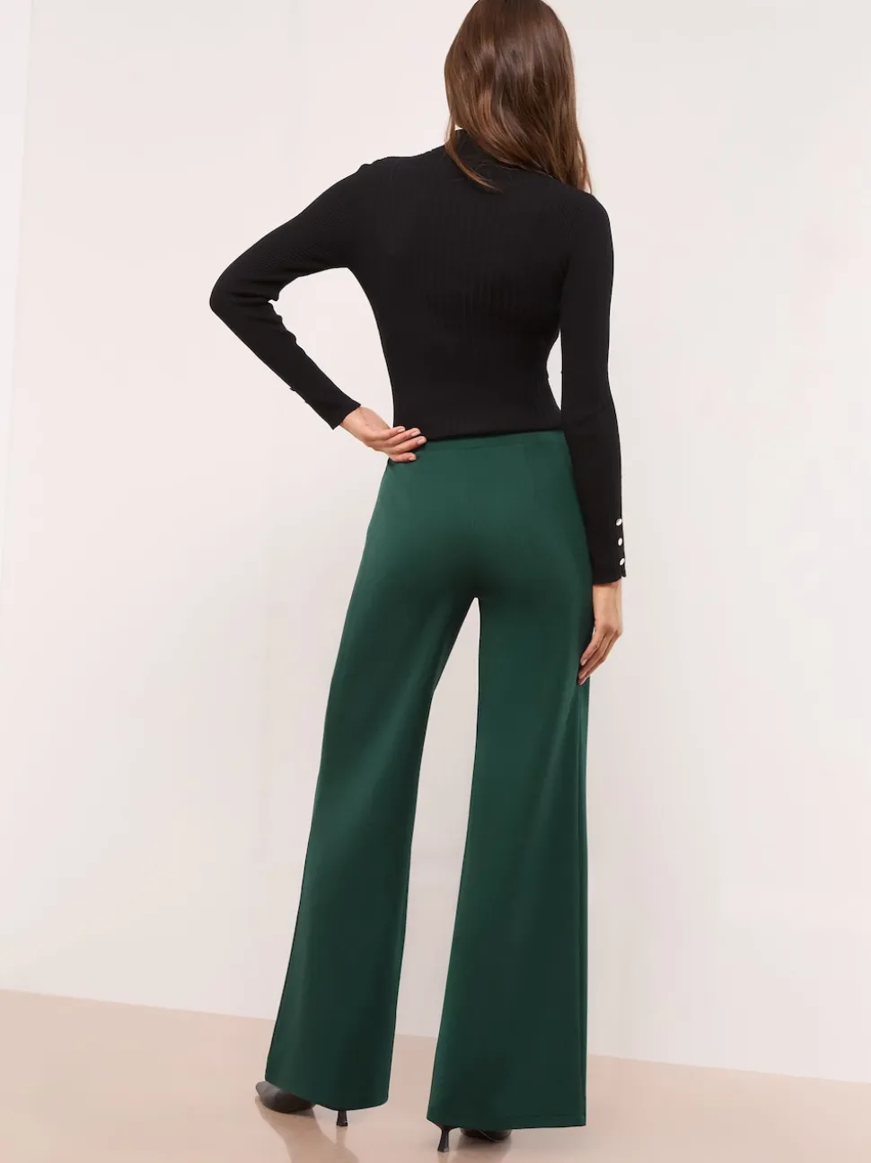 Lipsy Green High Waist Wide Leg Trousers