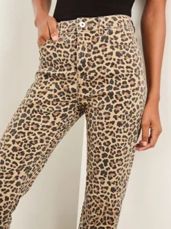 Lipsy Leopard High Waist Straight Leg Jeans