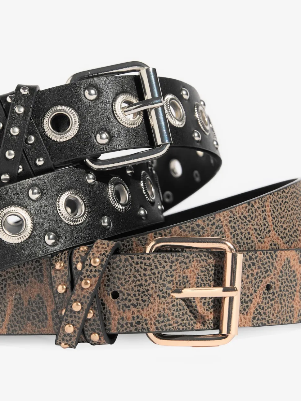 Lipsy Leopard Print and Studded Belts 2 Pack