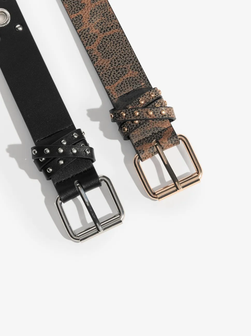 Lipsy Leopard Print and Studded Belts 2 Pack