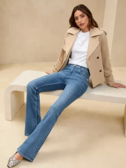 Lipsy Mid Wash Blue Petite Mid Rise Flare Jeans