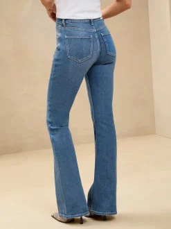 Lipsy Mid Wash Blue Petite Mid Rise Flare Jeans
