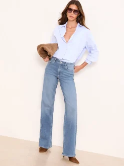 Lipsy Mid Wash Blue Wide Leg Jeans
