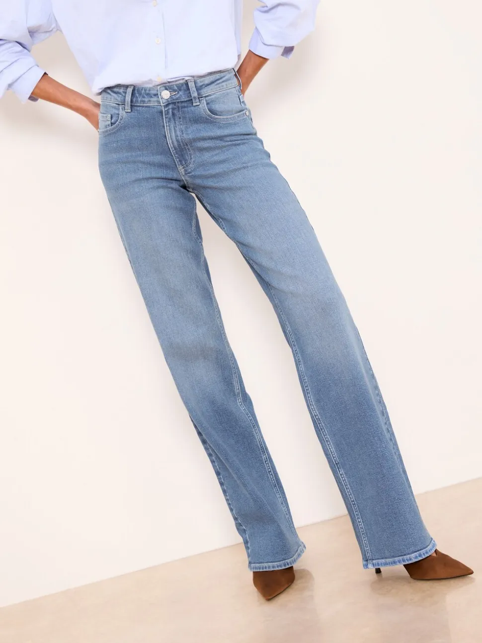 Lipsy Mid Wash Blue Wide Leg Jeans