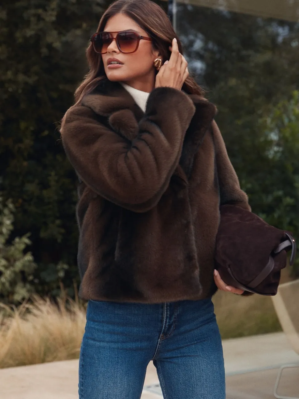Lipsy Mink Brown Short Collared Coat
