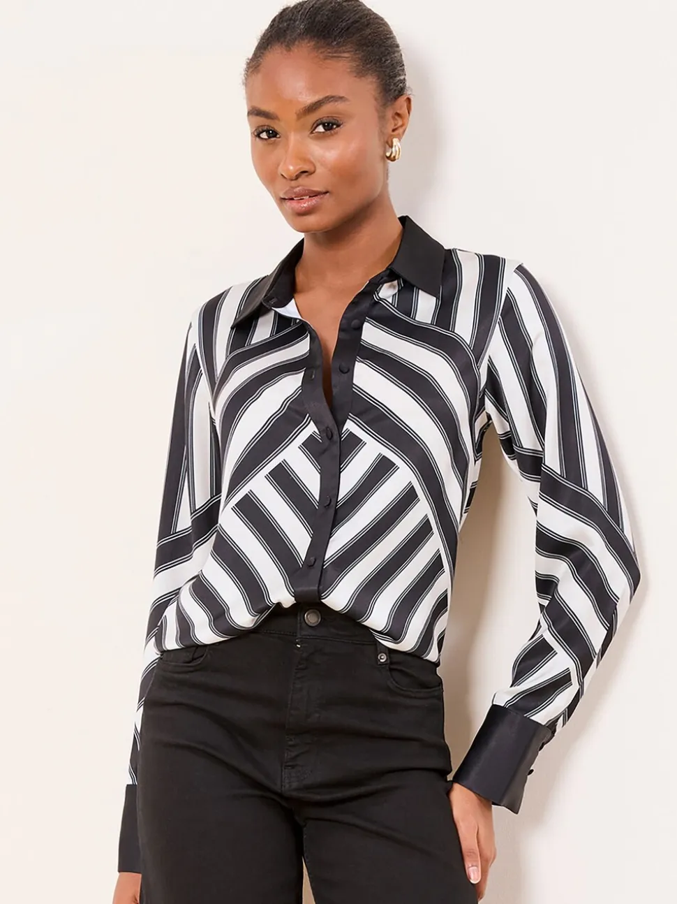 Lipsy Monochrome Stripe Shirt