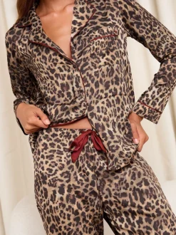 Lipsy Multi Long Sleeve Printed Satin Pyjamas Set