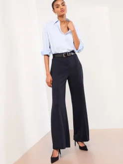 Lipsy Navy Blue High Waist Wide Leg Trousers