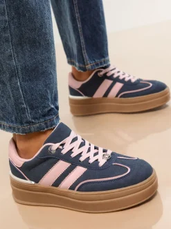 Lipsy Navy Faux Suede Chunky Platform Sports Trainer