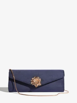 Lipsy Navy Floral Trim Clutch Bag
