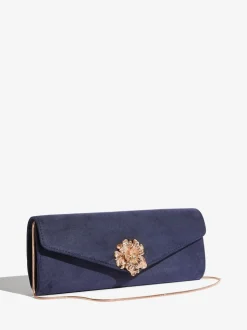 Lipsy Navy Floral Trim Clutch Bag