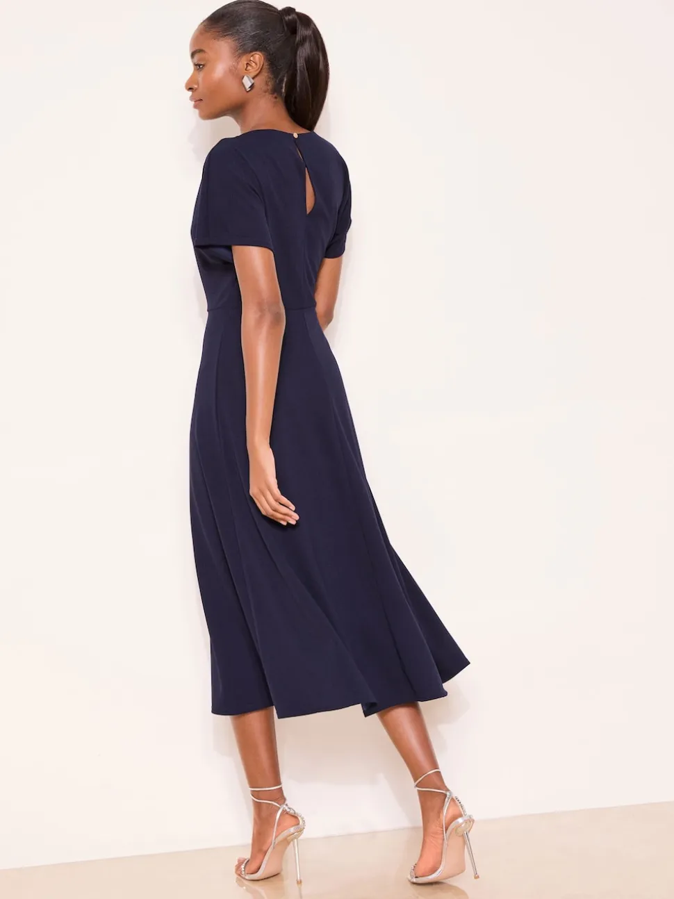Lipsy Navy Knot Side Midi Dress