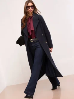 Lipsy Navy Single Breasted Ovoid Sleeve Longline Coat