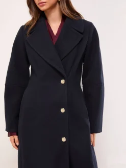 Lipsy Navy Single Breasted Ovoid Sleeve Longline Coat
