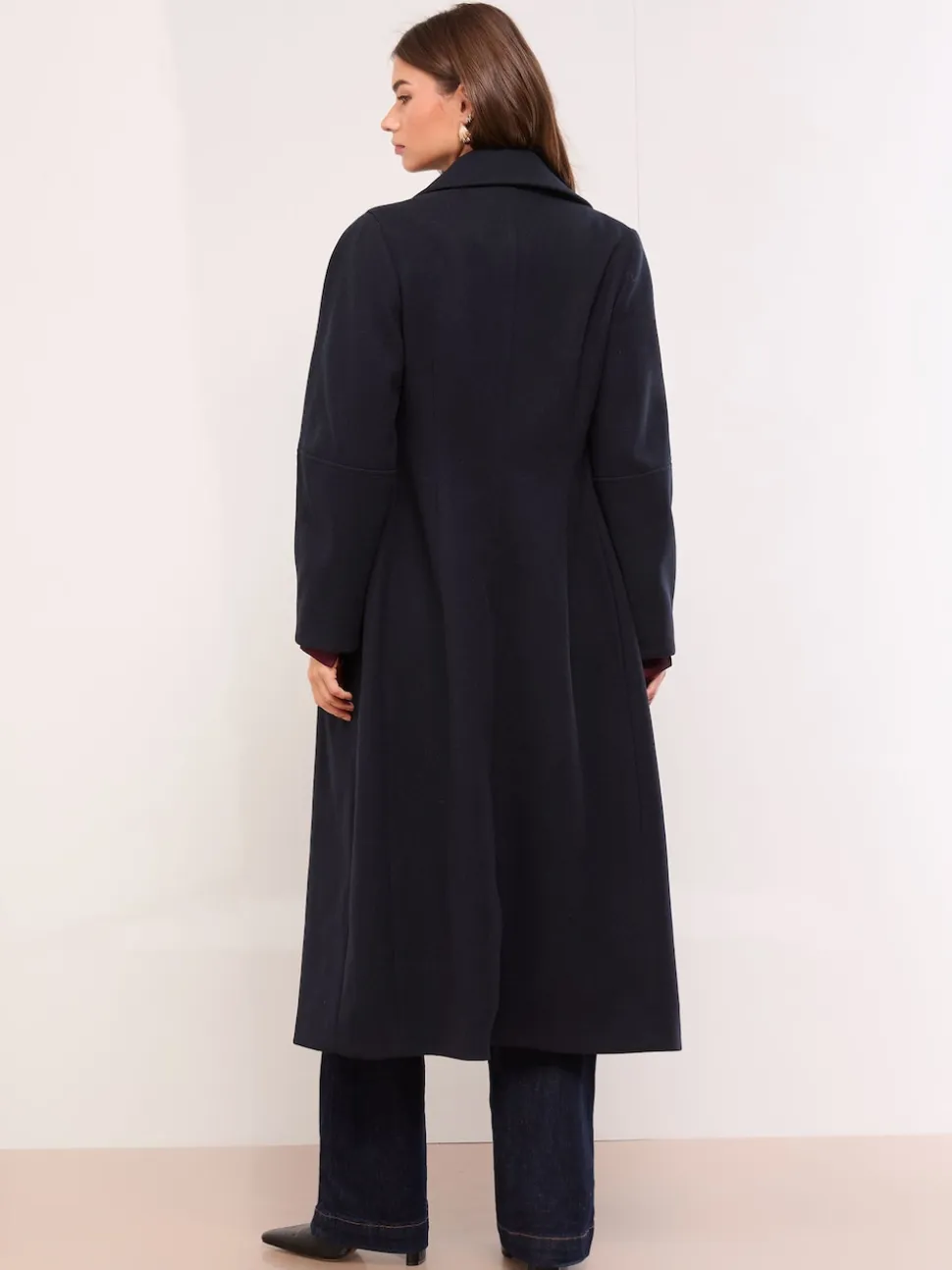 Lipsy Navy Single Breasted Ovoid Sleeve Longline Coat