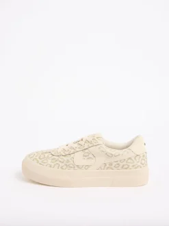 Lipsy Neutral Standard Fit Chunky Canvas Lace Up Sports Trainers