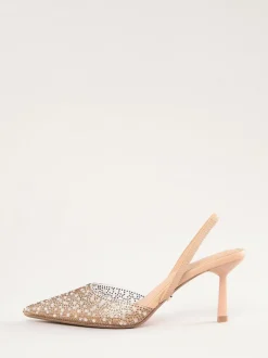 Lipsy Nude Embellished Perspex Slingback Court Heels
