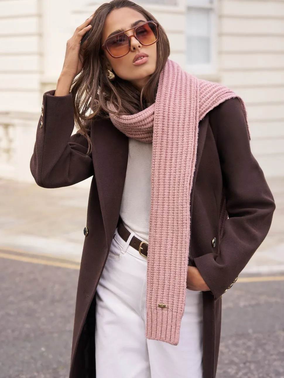 Lipsy Pink Shimmer Ribbed Scarf