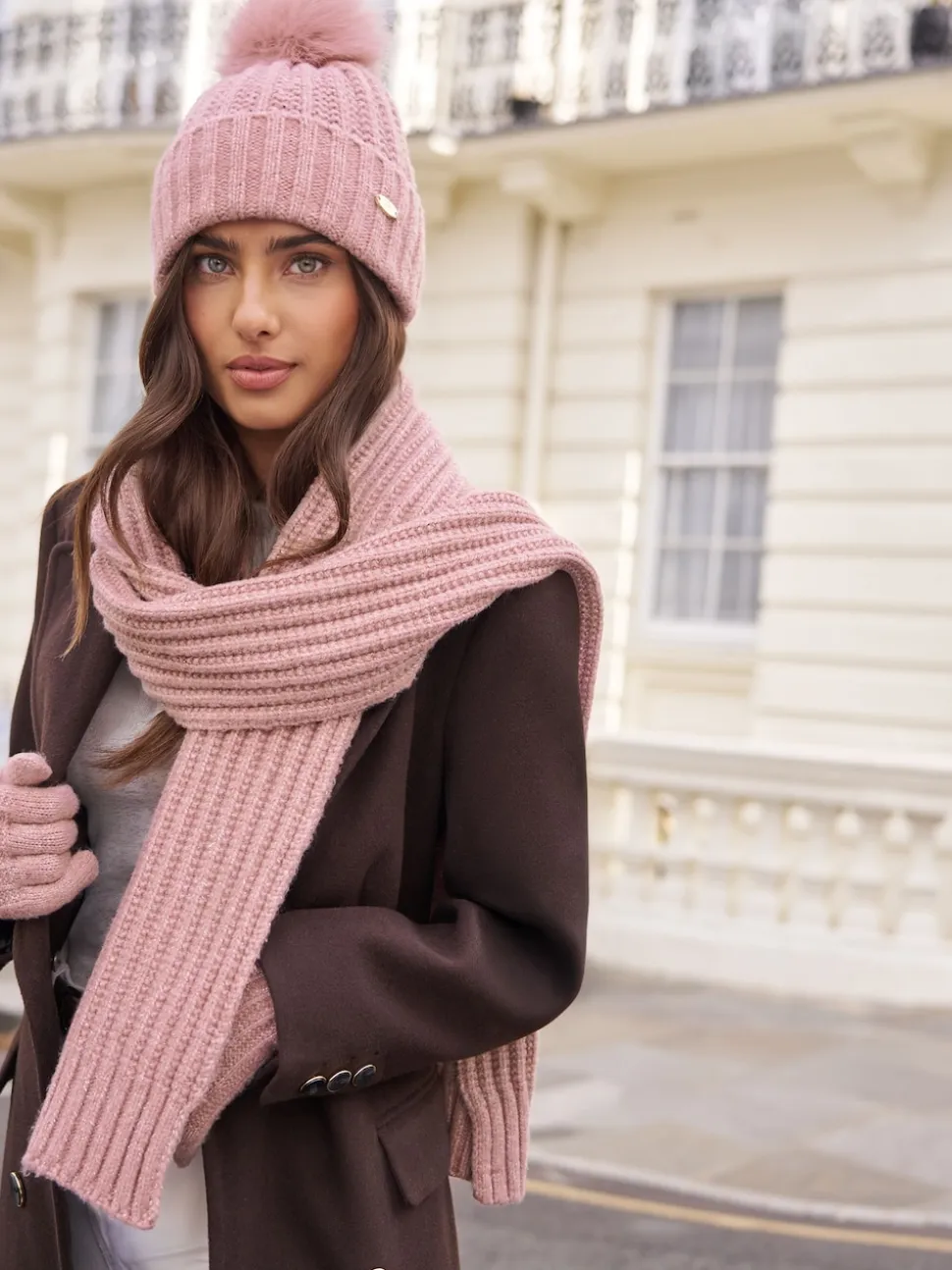 Lipsy Pink Shimmer Ribbed Scarf