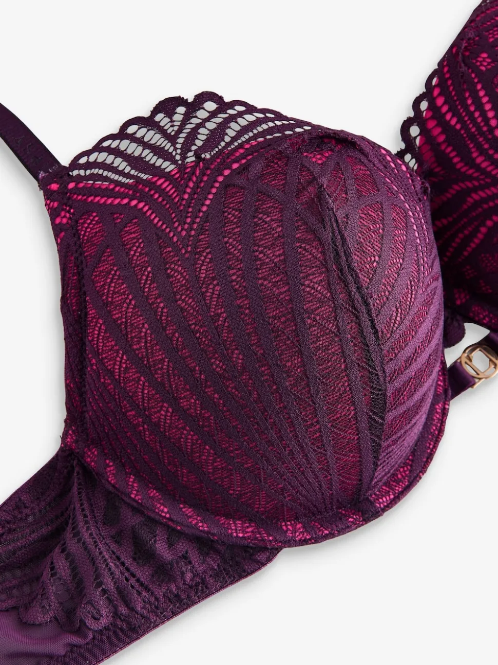 Lipsy Pink/Purple Geo Lace Triple Boost Bra