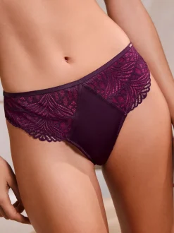 Lipsy Pink/Purple Thong Geo Lace Knickers
