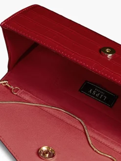 Lipsy Red Croc Effect Clutch Bag
