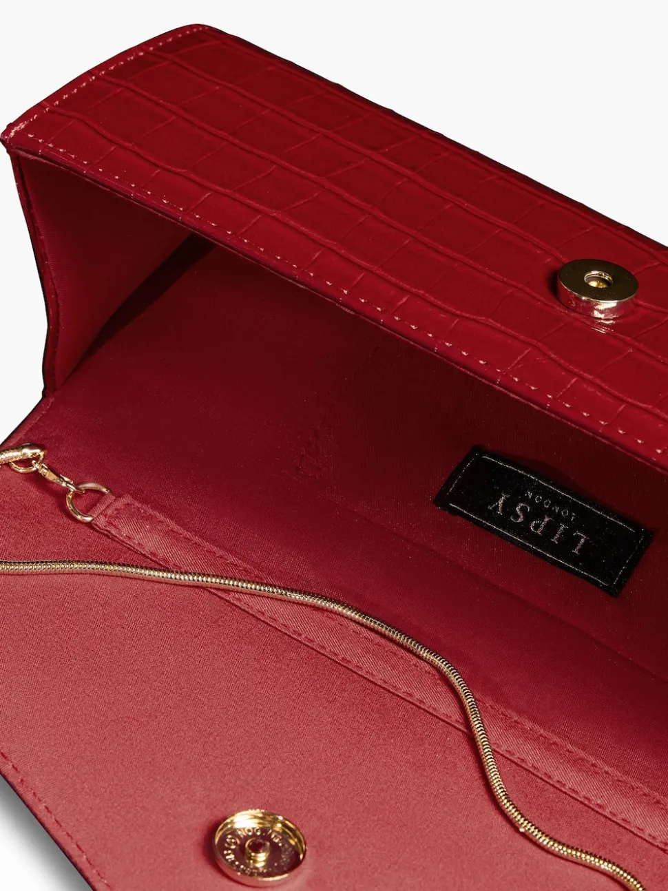 Lipsy Red Croc Effect Clutch Bag