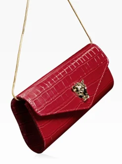 Lipsy Red Croc Effect Clutch Bag