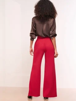 Lipsy Red High Waist Wide Leg Trousers