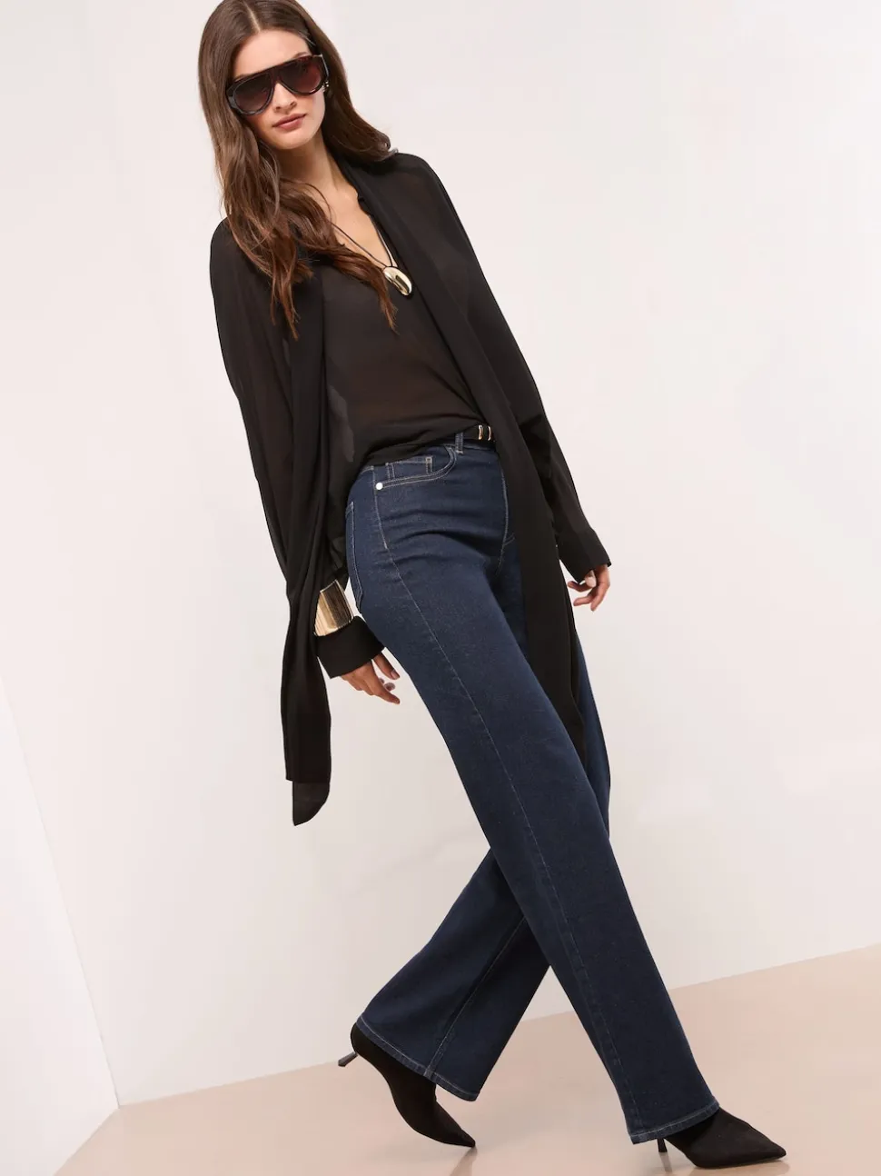 Lipsy Rinse Blue Wide Leg Jeans