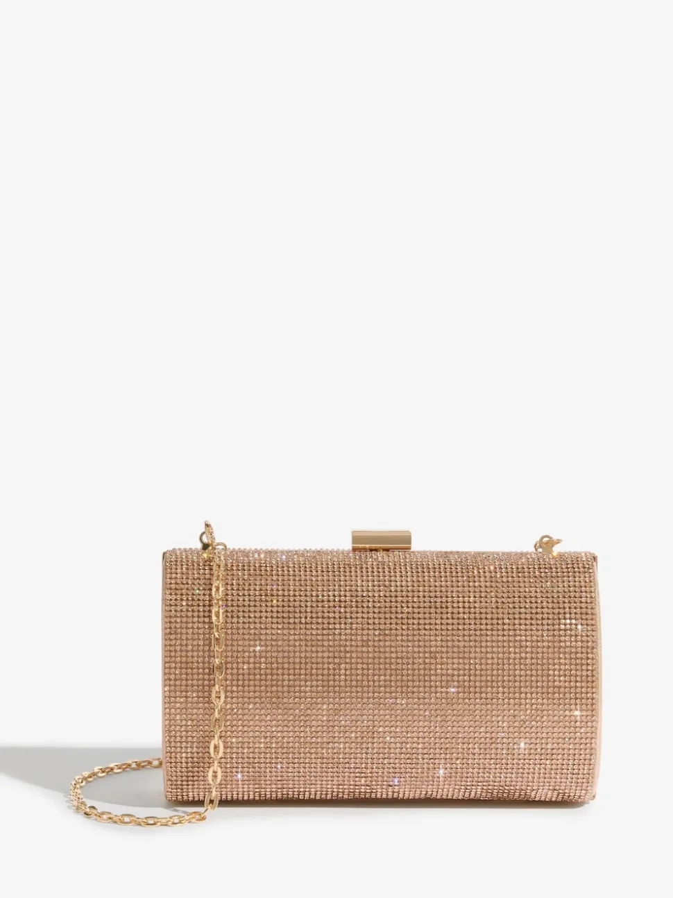 Lipsy Rose Gold Embellished Box Clutch Bag