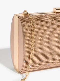 Lipsy Rose Gold Embellished Box Clutch Bag