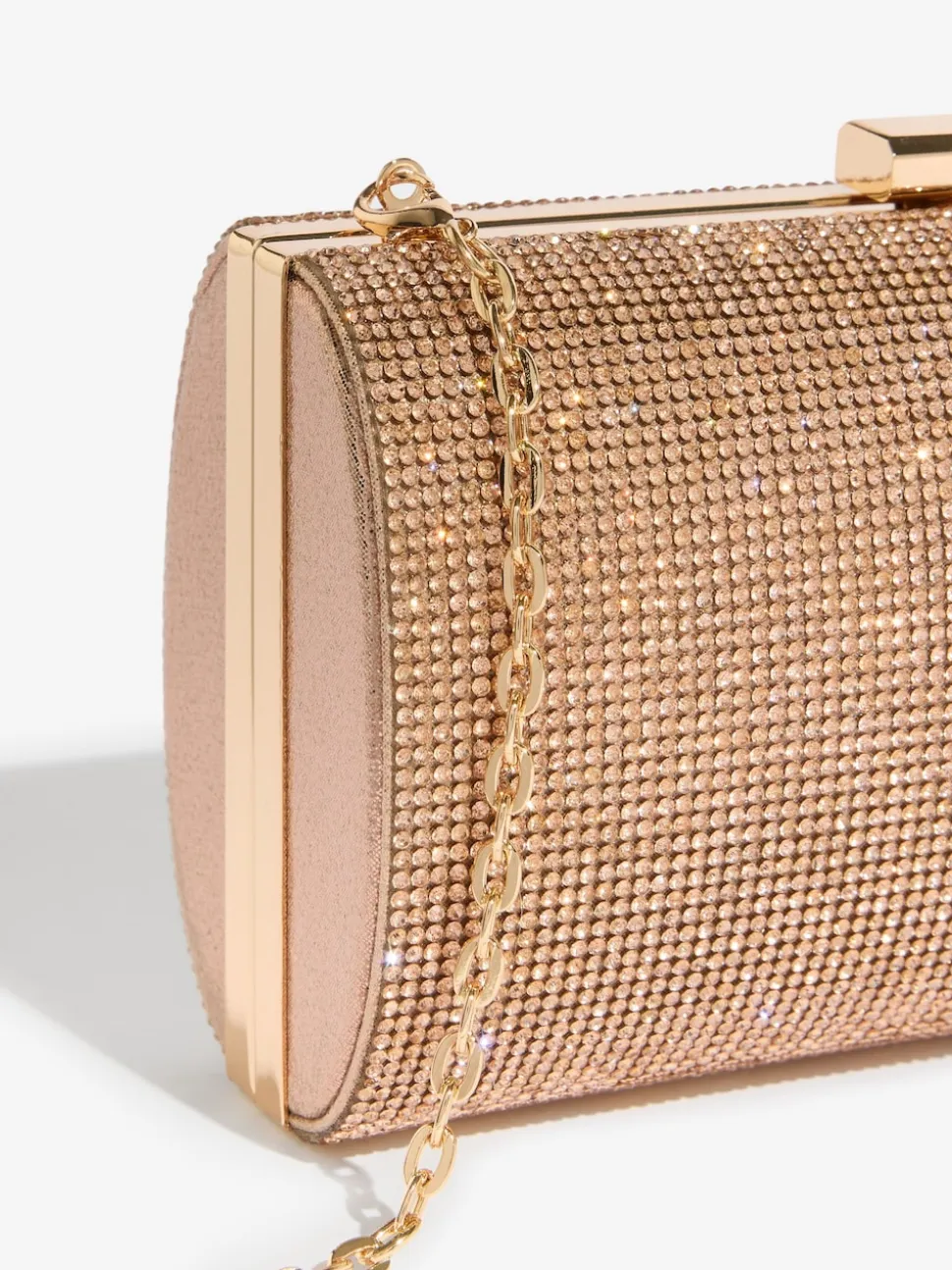 Lipsy Rose Gold Embellished Box Clutch Bag