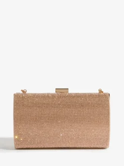 Lipsy Rose Gold Embellished Box Clutch Bag