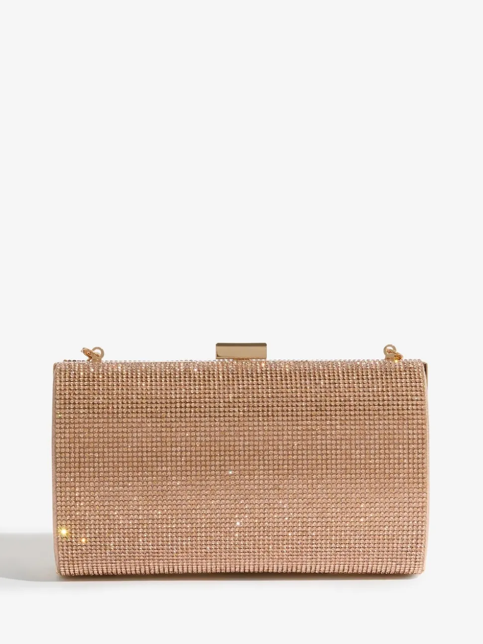 Lipsy Rose Gold Embellished Box Clutch Bag