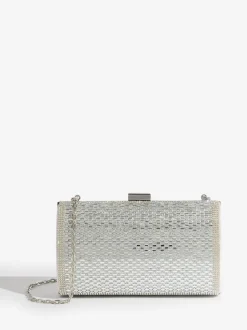 Lipsy Silver Embellished Box Clutch Bag
