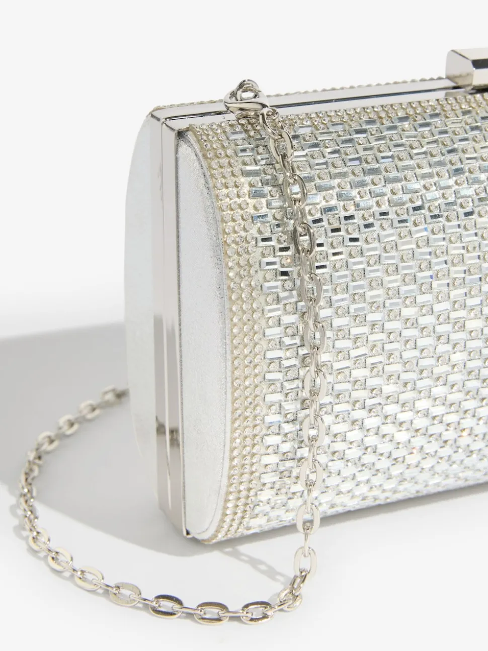Lipsy Silver Embellished Box Clutch Bag