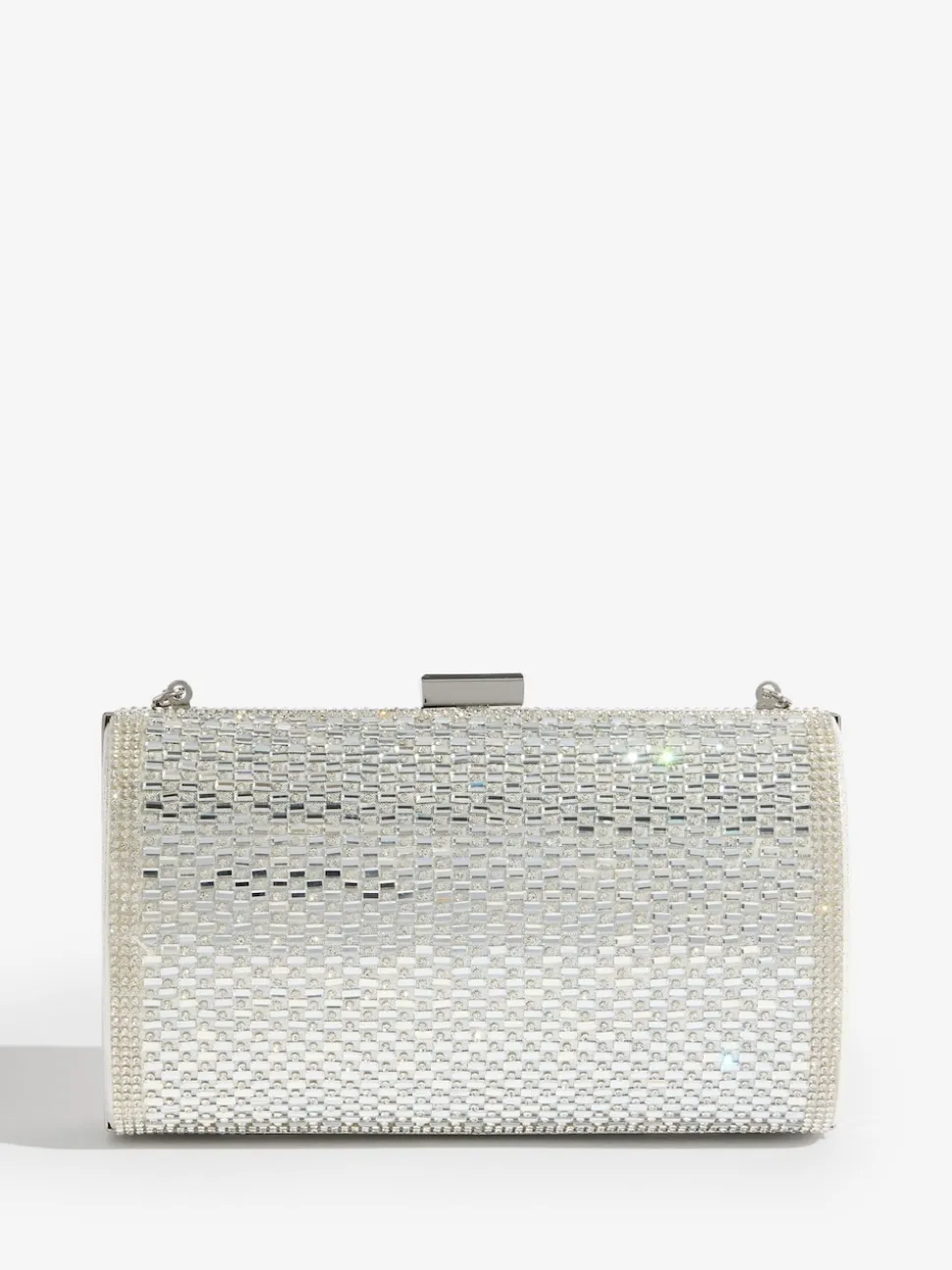 Lipsy Silver Embellished Box Clutch Bag