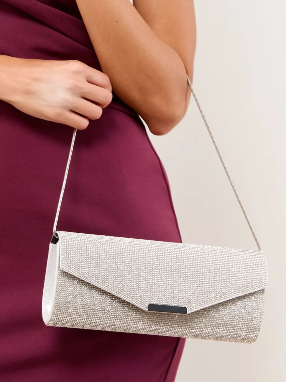 Lipsy Silver Hotfix Clutch Bag