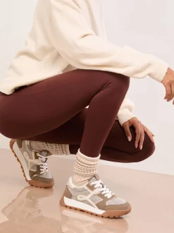 Lipsy Taupe Lace Up Chunky Runner Sports Trainers