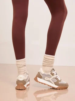 Lipsy Taupe Lace Up Chunky Runner Sports Trainers