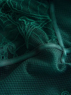 Lipsy Teal Lace Low Plunge Thong Bodysuit