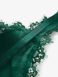 Lipsy Teal Lace Low Plunge Thong Bodysuit
