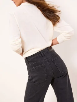 Lipsy Washed Black Petite Wide Leg Jeans