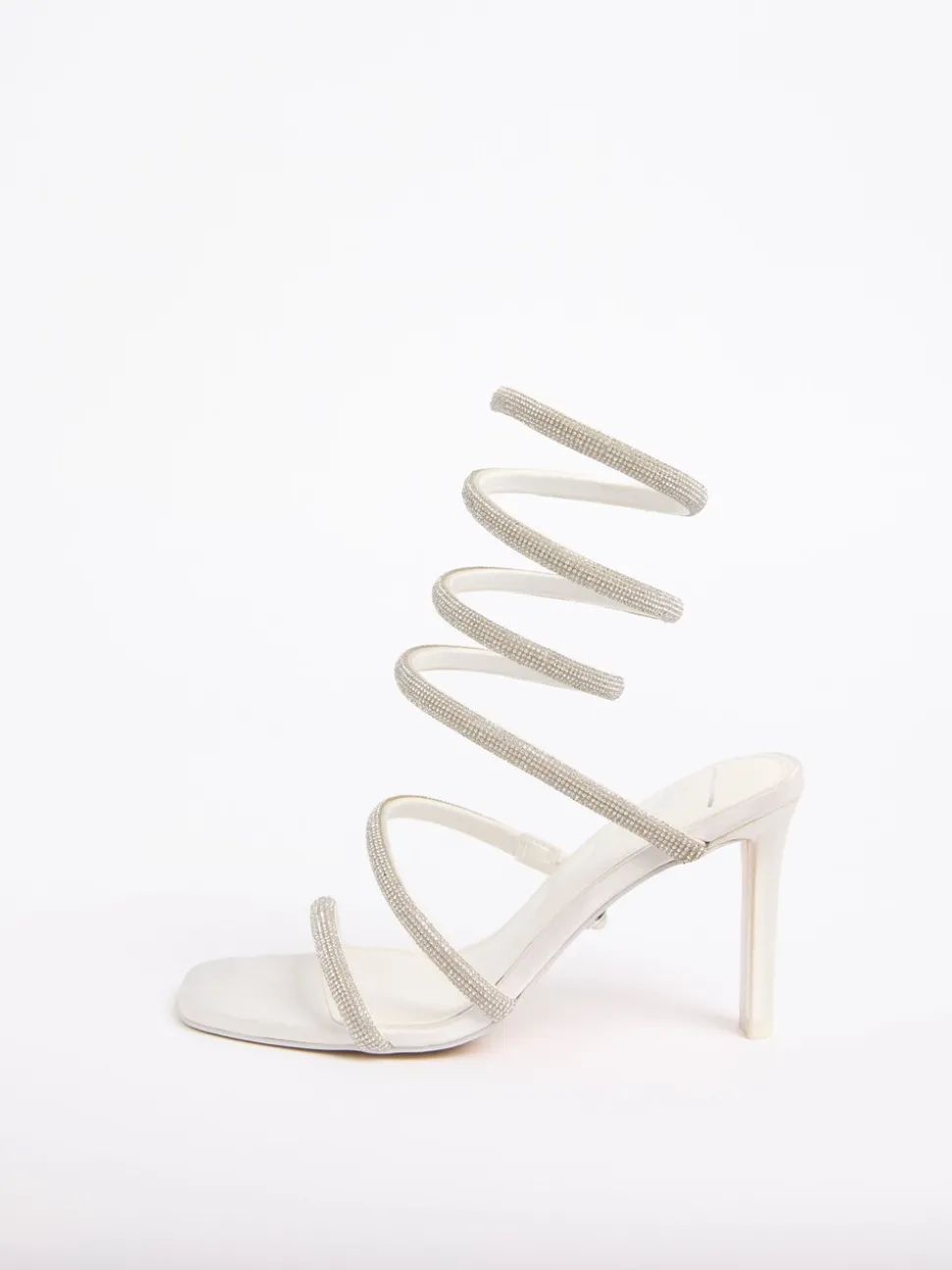 Lipsy White Bridal Satin Embellished Coil Strap High Heeled Sandals