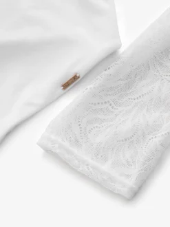 Lipsy White Lace Long Sleeve Padded Thong Bodysuit
