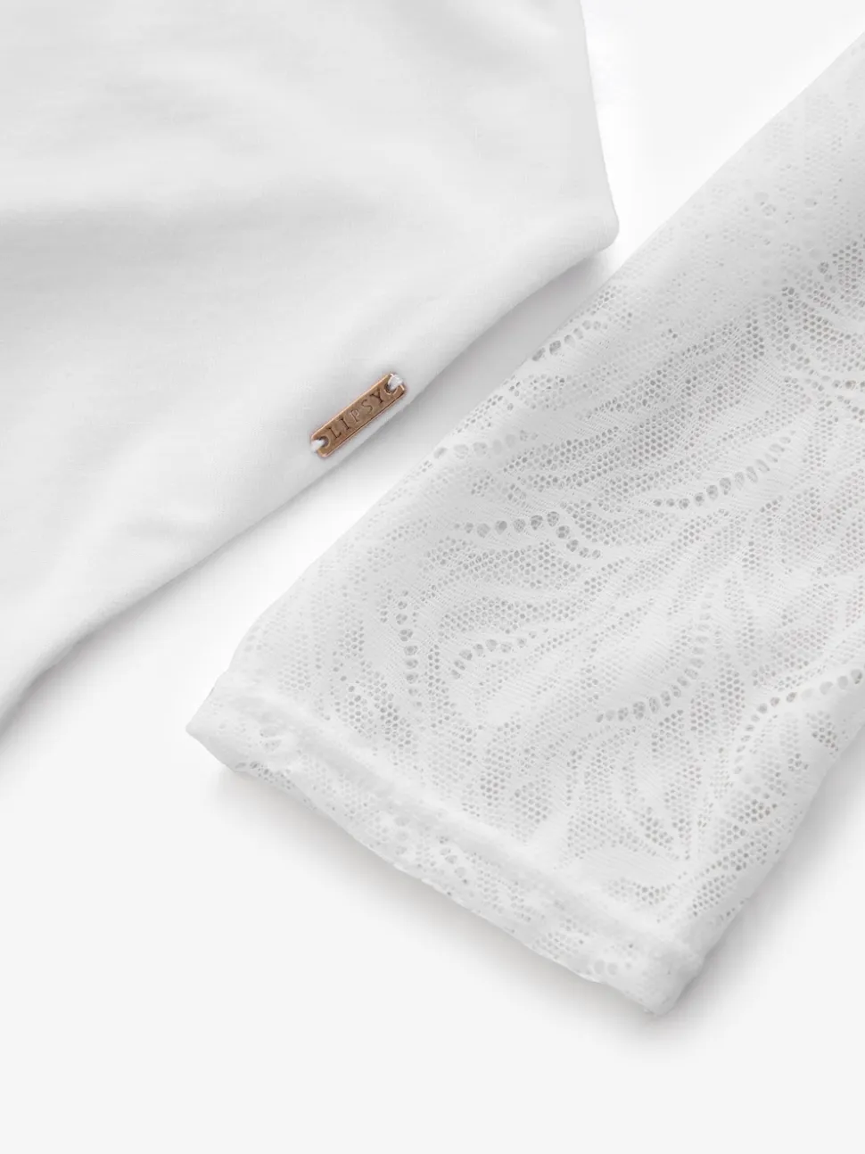 Lipsy White Lace Long Sleeve Padded Thong Bodysuit