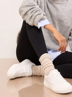 Lipsy White Standard Fit Chunky Canvas Lace Up Sports Trainers
