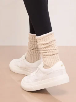 Lipsy White Standard Fit Chunky Canvas Lace Up Sports Trainers