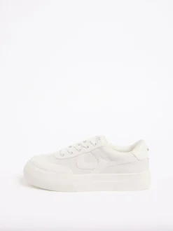 Lipsy White Standard Fit Chunky Canvas Lace Up Sports Trainers